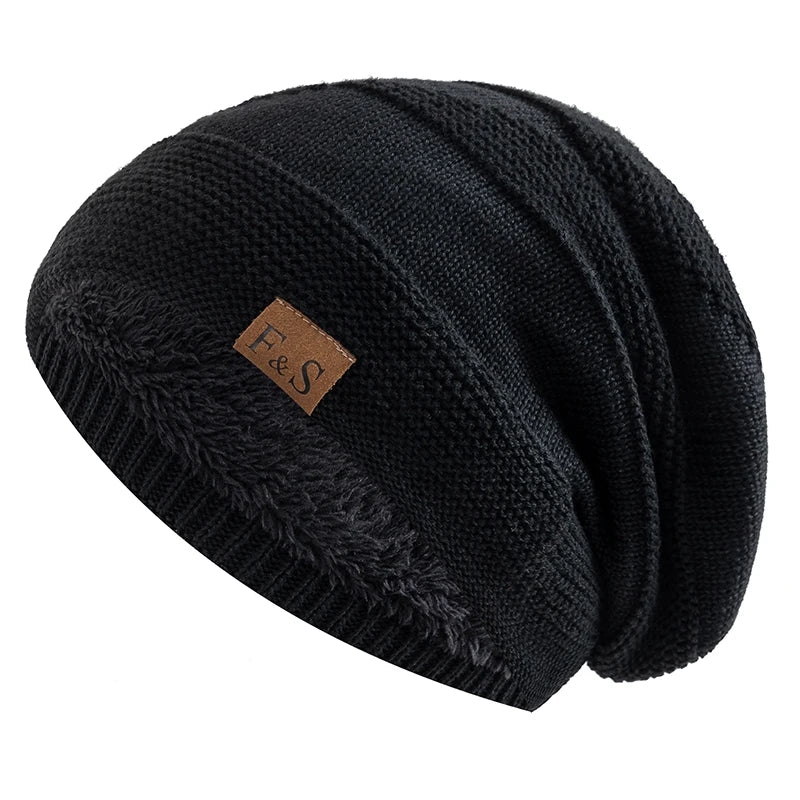 Unisex Slouchy Winter Hats Add Fur Beanie Cap