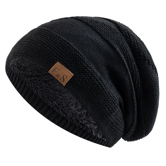 Unisex Slouchy Winter Hats Add Fur Beanie Cap