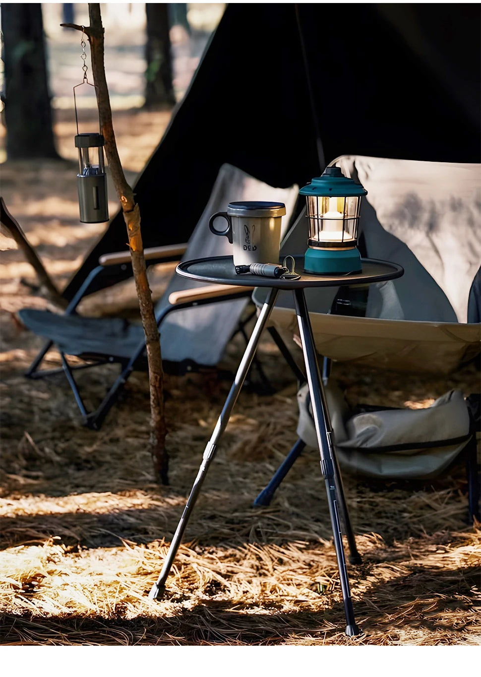 WESTTUNE Ultralight Folding Camping Table with Light Stand