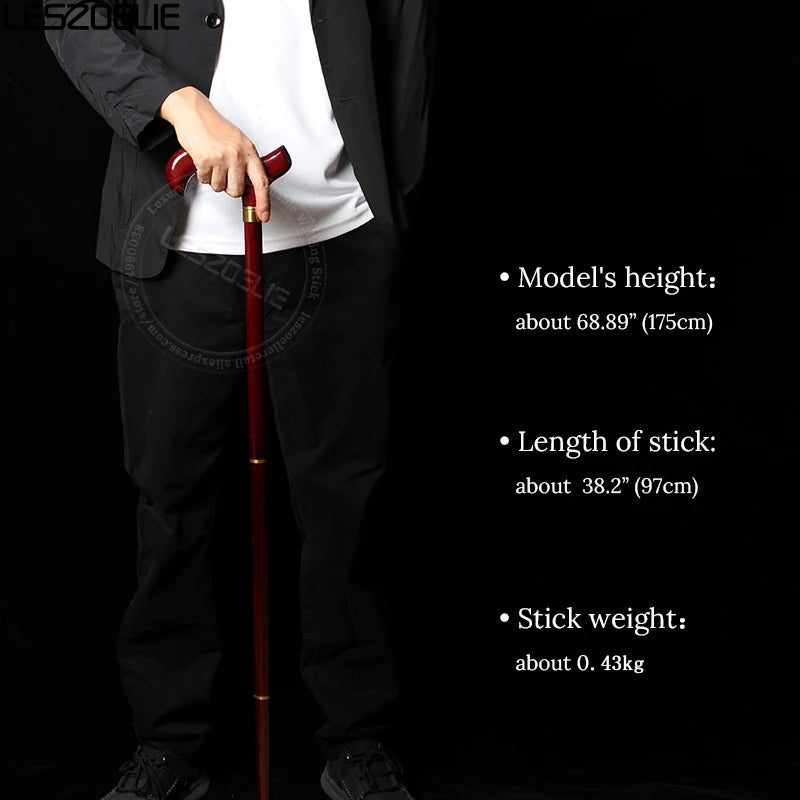 97cm Red Wooden Handle 3-Pieces Walking Stick