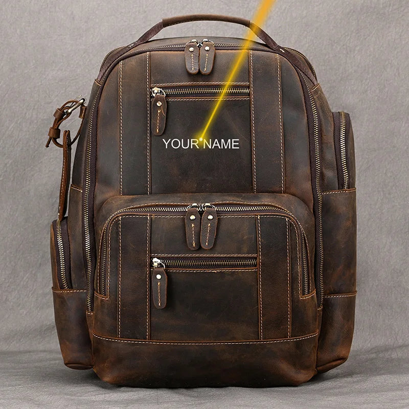 Newsbirds Men's Retro Leather Backpack – Luxury Travel & School Bag