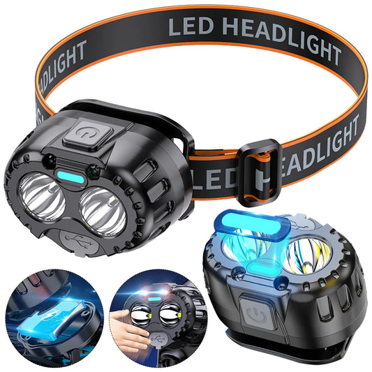 Powerful LED Headlamp 250LM - IPX4 Waterproof, Rechargeable, Outdoor Flashlight
