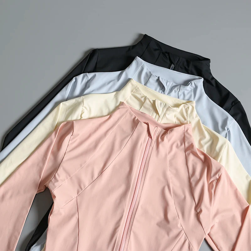 Yoga Wear Ladies Coat Round High Elastic Loose Exercise Yoga Long Sleeve