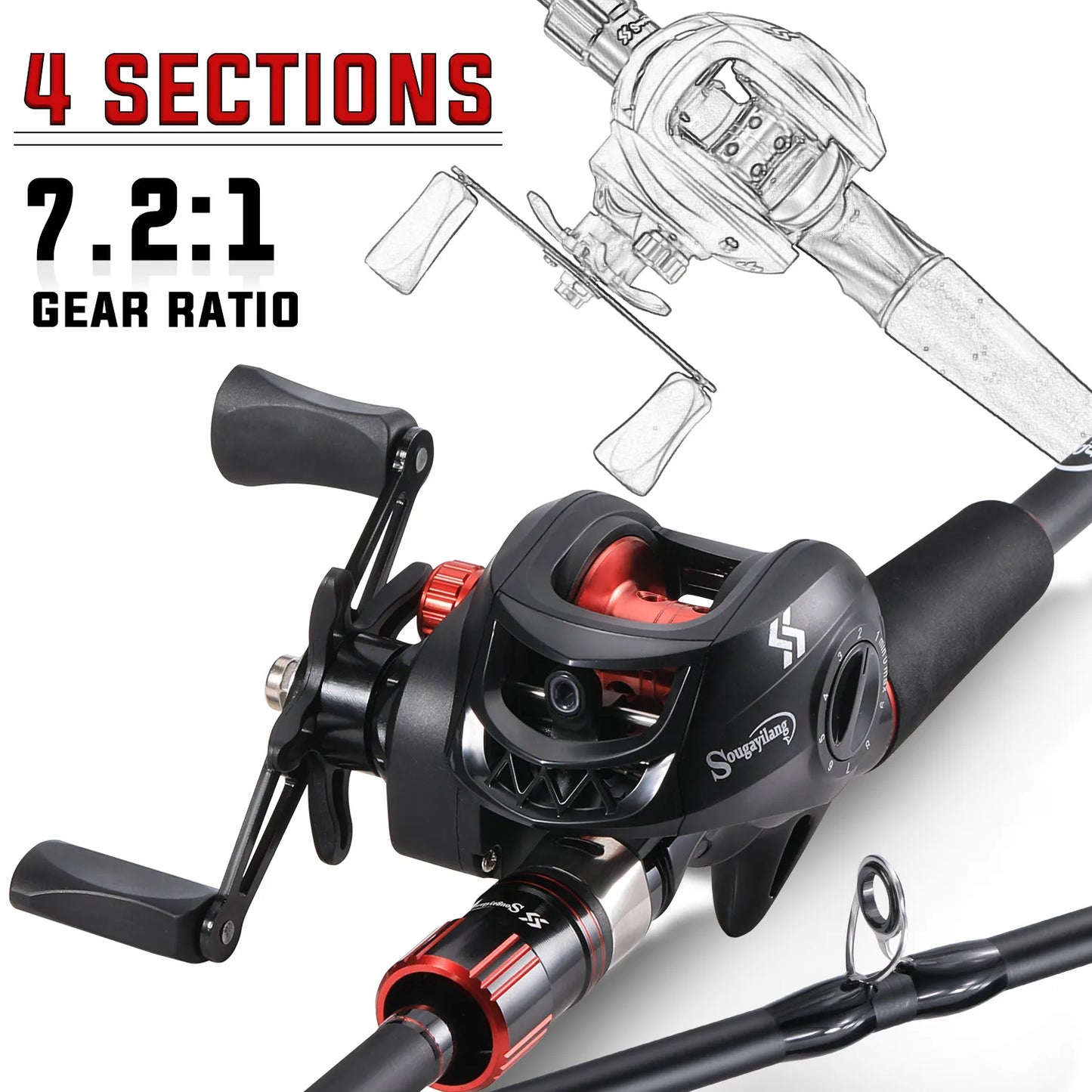 Sougayilang Carbon Fiber Fishing Combo