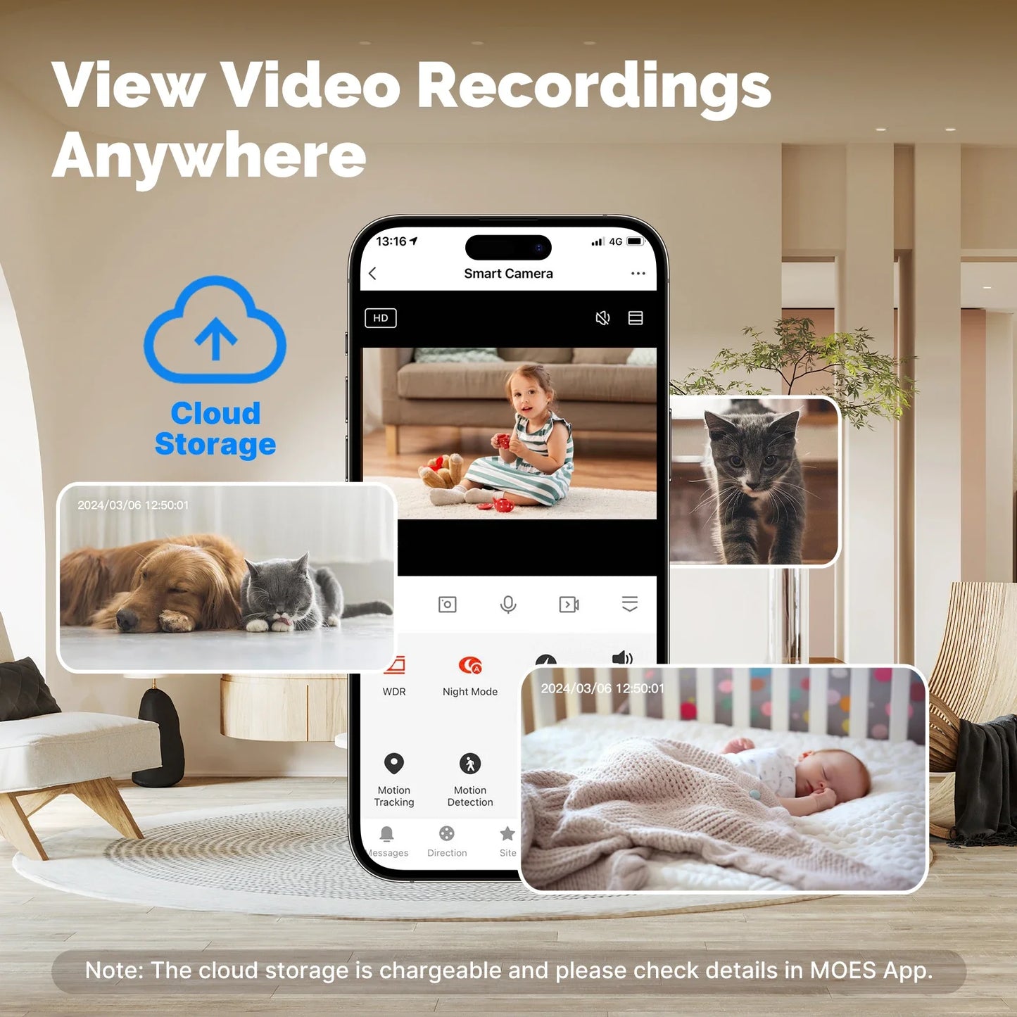 MOESTuya WiFi Indoor Pan/Tilt Smart Security Camera