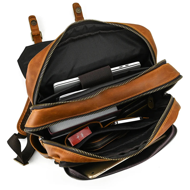 Newsbirds Men's Retro Leather Backpack – Luxury Travel & School Bag