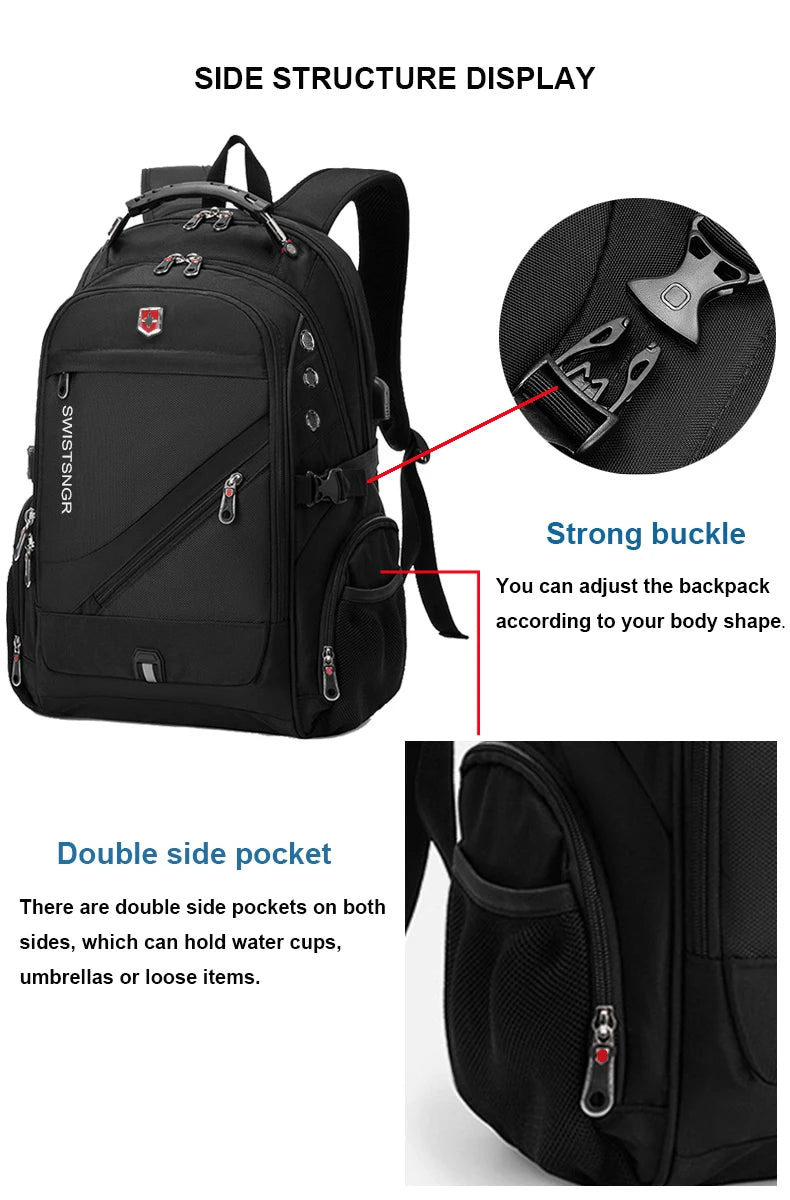 2024 Waterproof Laptop Backpack – 17/20 Inch Airplane Travel & School Bag