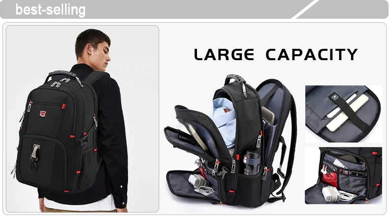 2024 Waterproof Laptop Backpack – 17/20 Inch Airplane Travel & School Bag