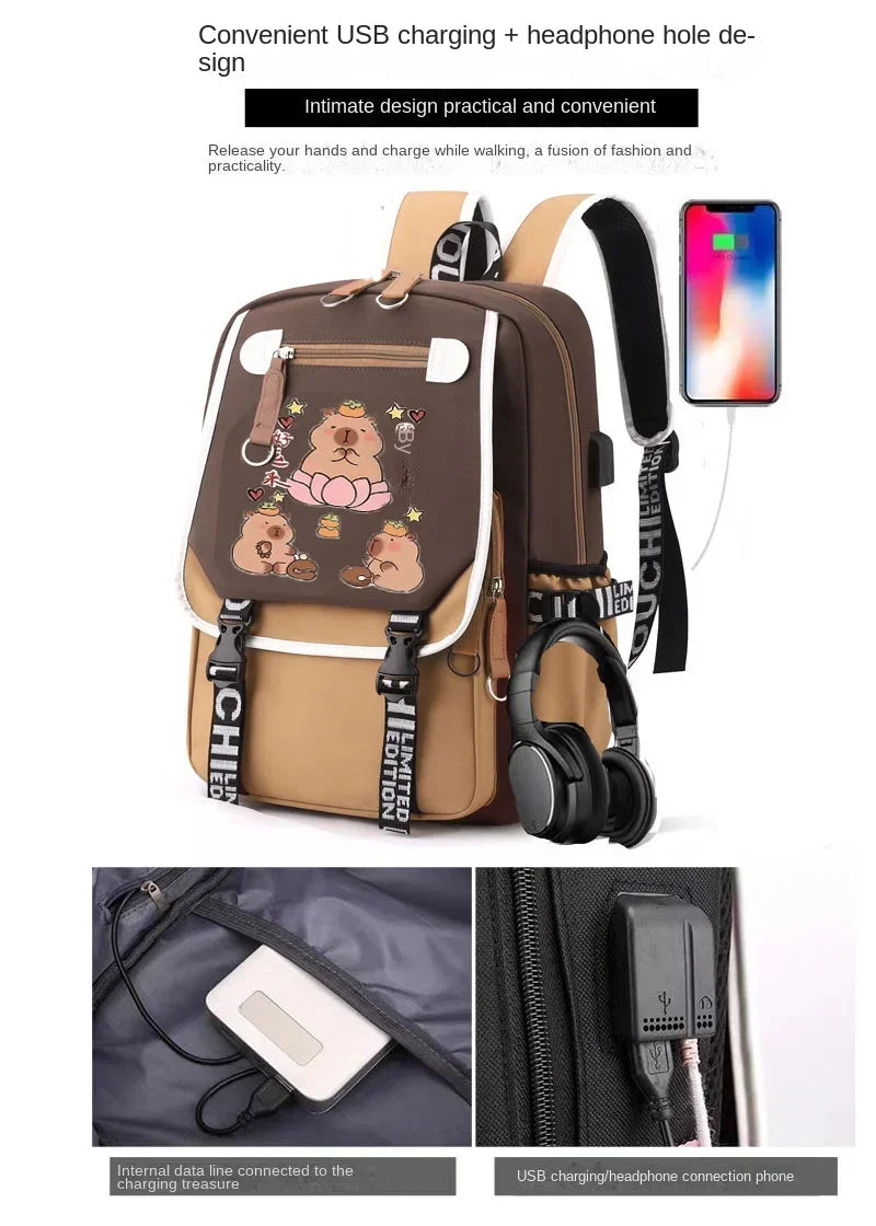 Stylish Kawaii Capybara Computer Backpack