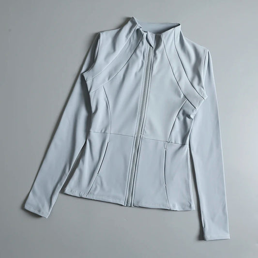 Yoga Wear Ladies Coat Round High Elastic Loose Exercise Yoga Long Sleeve