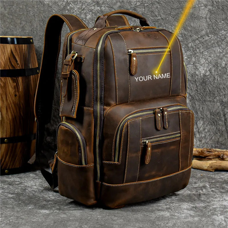 Newsbirds Men's Retro Leather Backpack – Luxury Travel & School Bag