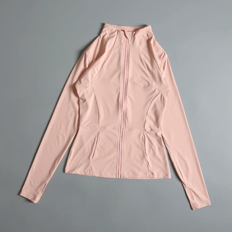 Yoga Wear Ladies Coat Round High Elastic Loose Exercise Yoga Long Sleeve