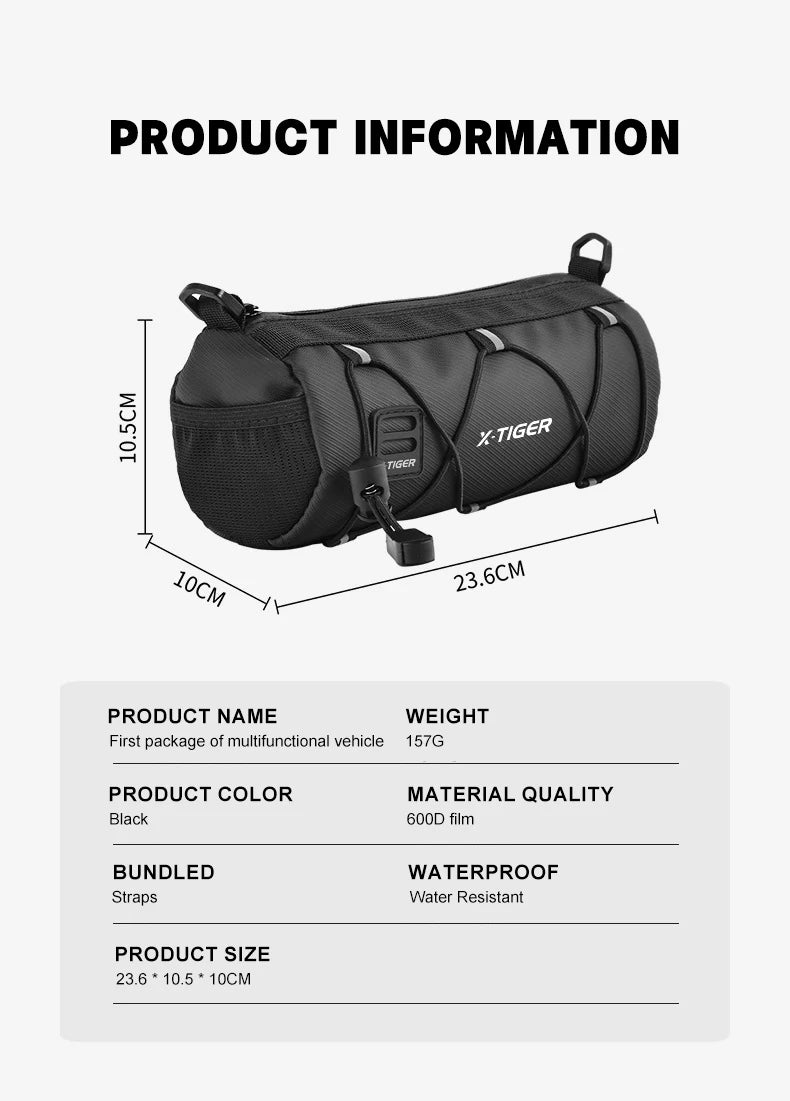 X-TIGER Bike Bag – Portable Handlebar & Frame Tube Bag with Large Capacity