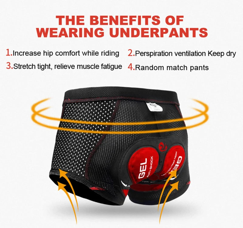 X-TIGER Men’s Cycling Underwear Shorts – 5D Gel Padded, Breathable & Non-Slip