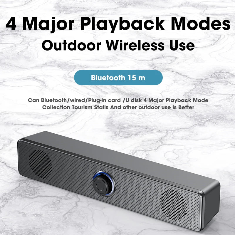 Bluetooth PC Soundbar - Wired/Wireless USB Speaker