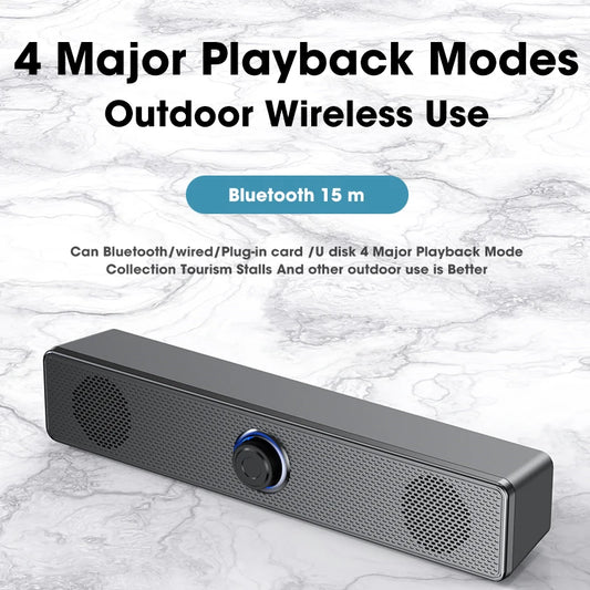 Bluetooth PC Soundbar - Wired/Wireless USB Speaker
