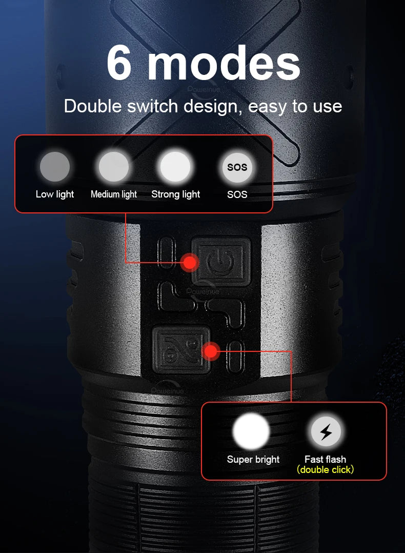 10000mAh High Power LED Flashlight