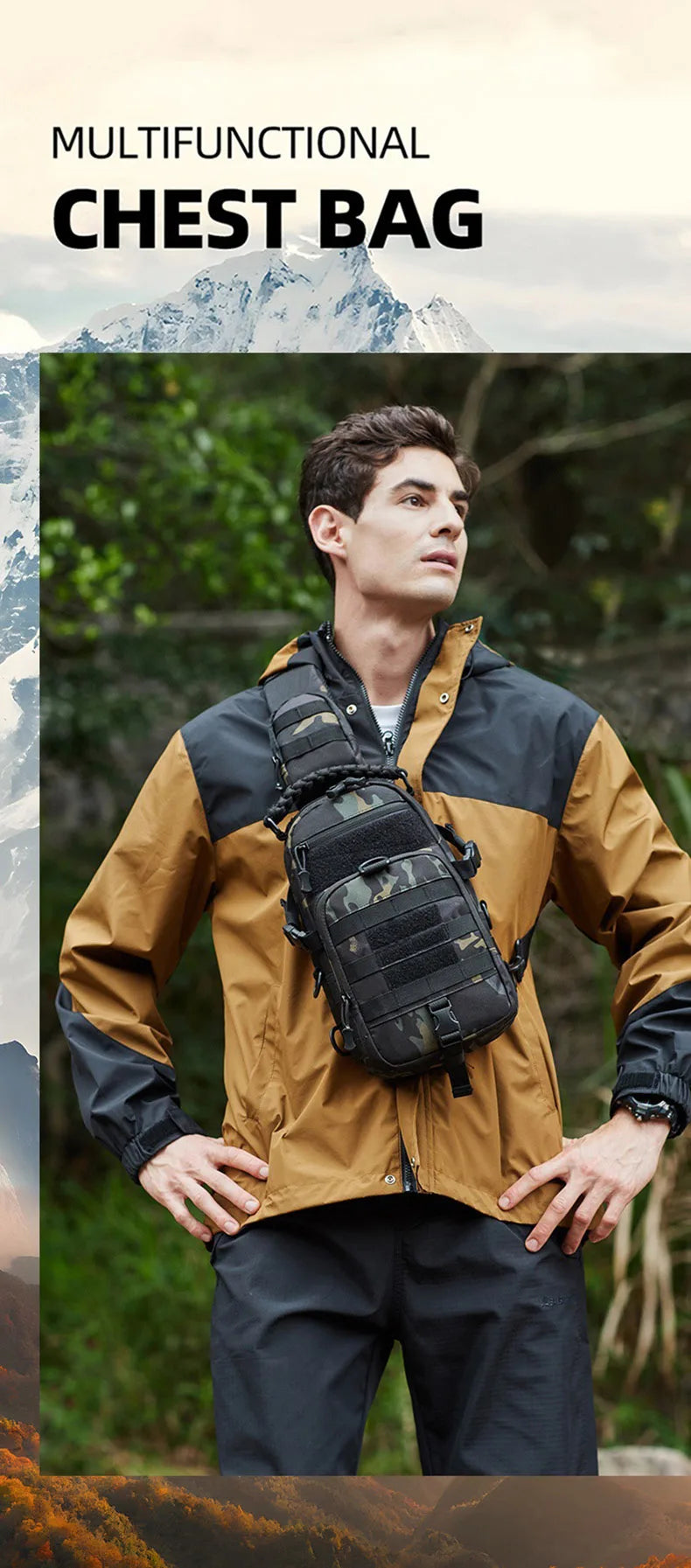 Tactical MOLLE Camping Chest Bag – Outdoor Hiking, Fishing, and Cycling Sling Pack