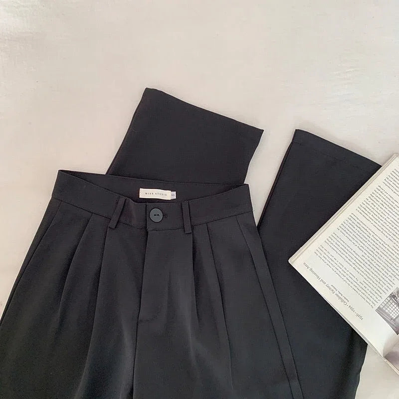 High Waist Women Suit Pants Fall Straight Office Ladies Korean Fashion Trousers