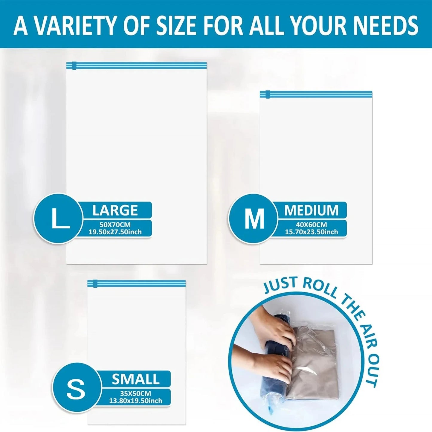 Travel Roll-Up Compression Bags - Reusable & Air Pump-Free