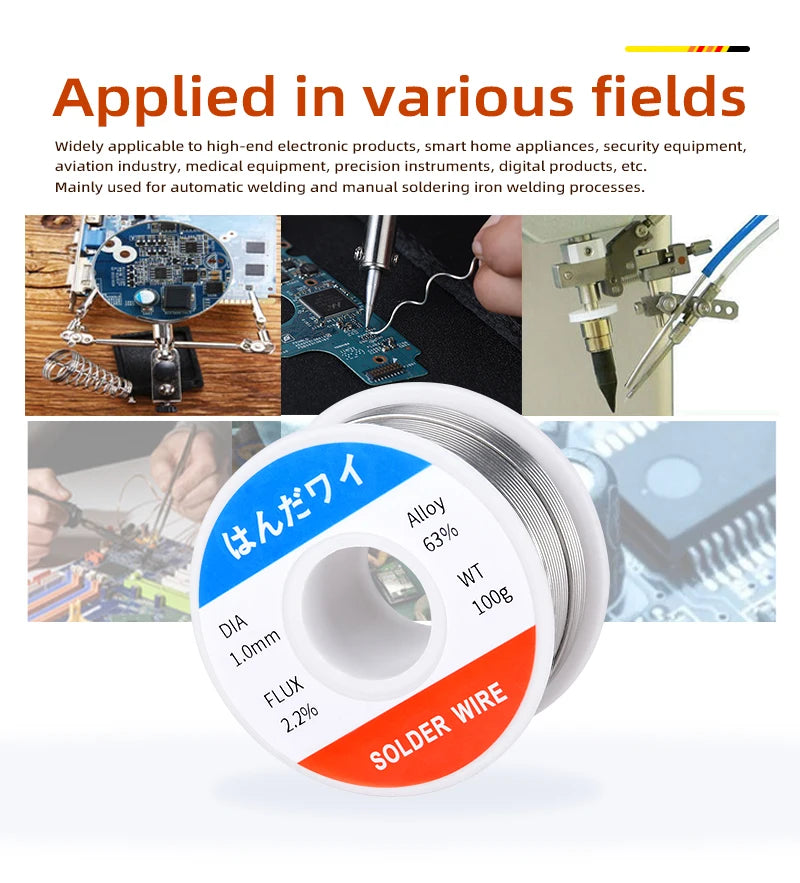 63% Tin Lead Rosin Core Solder Wire – 50g Mini Roll for Precision Electronics Soldering
