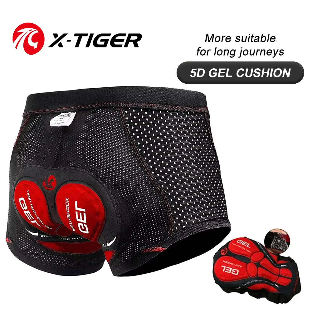 X-TIGER Men’s Cycling Underwear Shorts – 5D Gel Padded, Breathable & Non-Slip