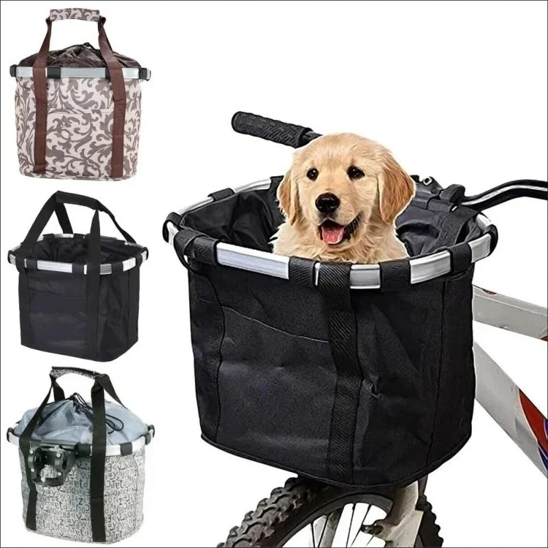 Bicycle Front Basket – 2-in-1 Detachable Bike Handlebar Bag for Small Pets & Cargo