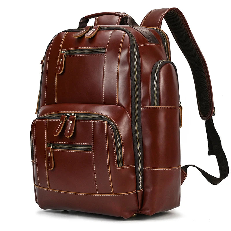 Newsbirds Men's Retro Leather Backpack – Luxury Travel & School Bag