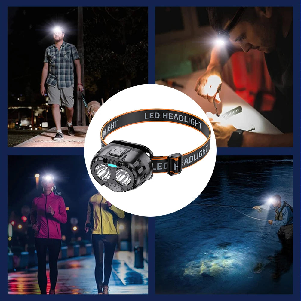 Powerful LED Headlamp 250LM - IPX4 Waterproof, Rechargeable, Outdoor Flashlight