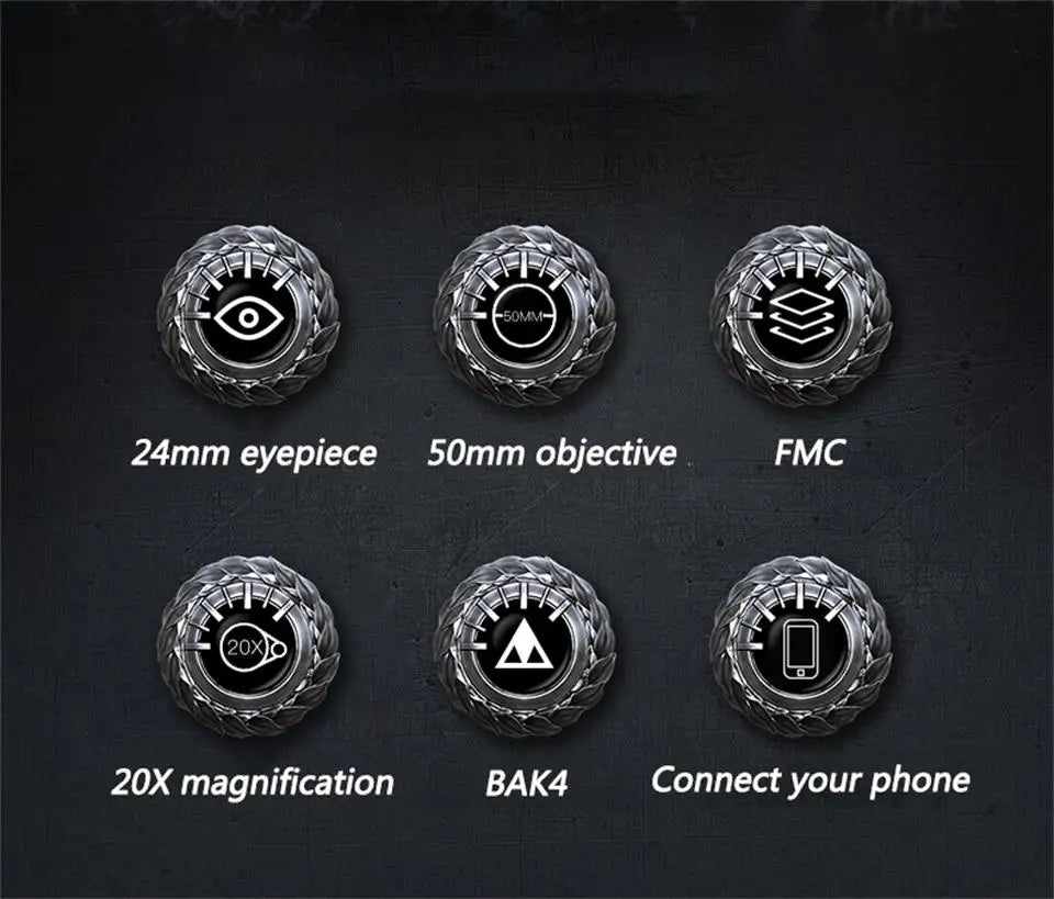 German Military 20X50 Zoom HD BAK4-Prism Powerful Binoculars