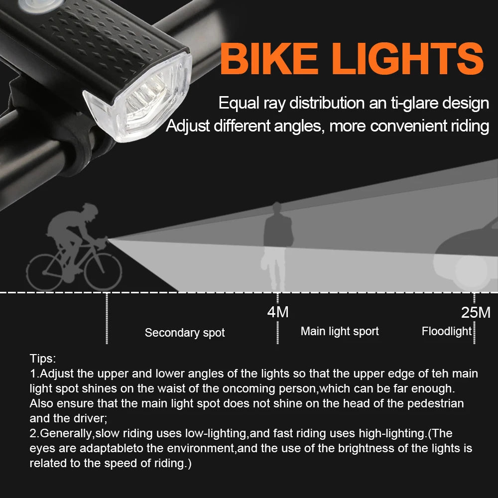 2218 Bike Light Set USB Rechargeable Front Light with Taillight