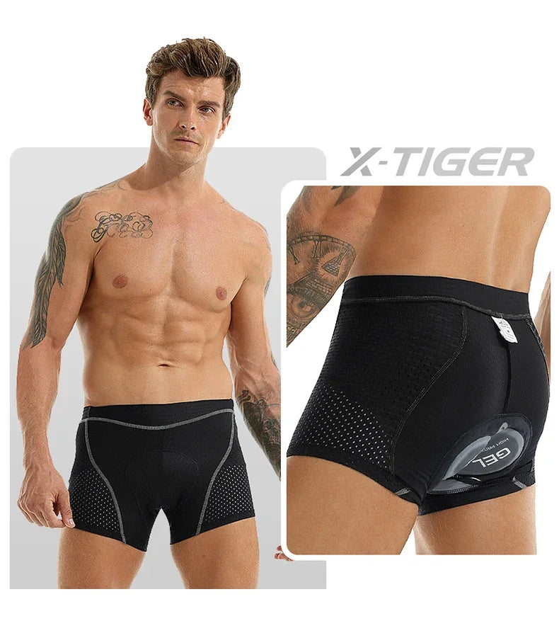 X-TIGER Men’s Cycling Underwear Shorts – 5D Gel Padded, Breathable & Non-Slip