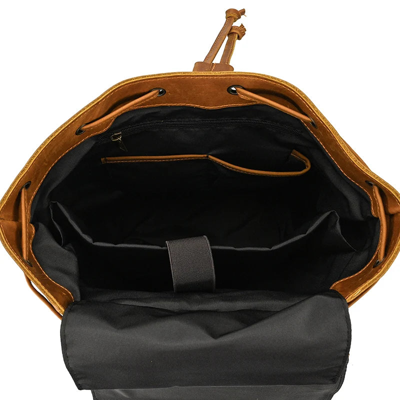 Newsbirds Men's Retro Leather Backpack – Luxury Travel & School Bag