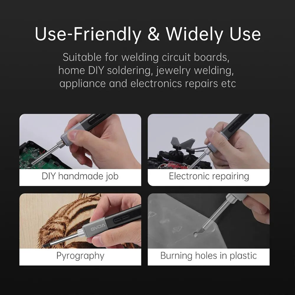 GVDA Smart Electric Soldering Iron – 65W Adjustable Temp | Fast-Heat Portable Soldering Kit