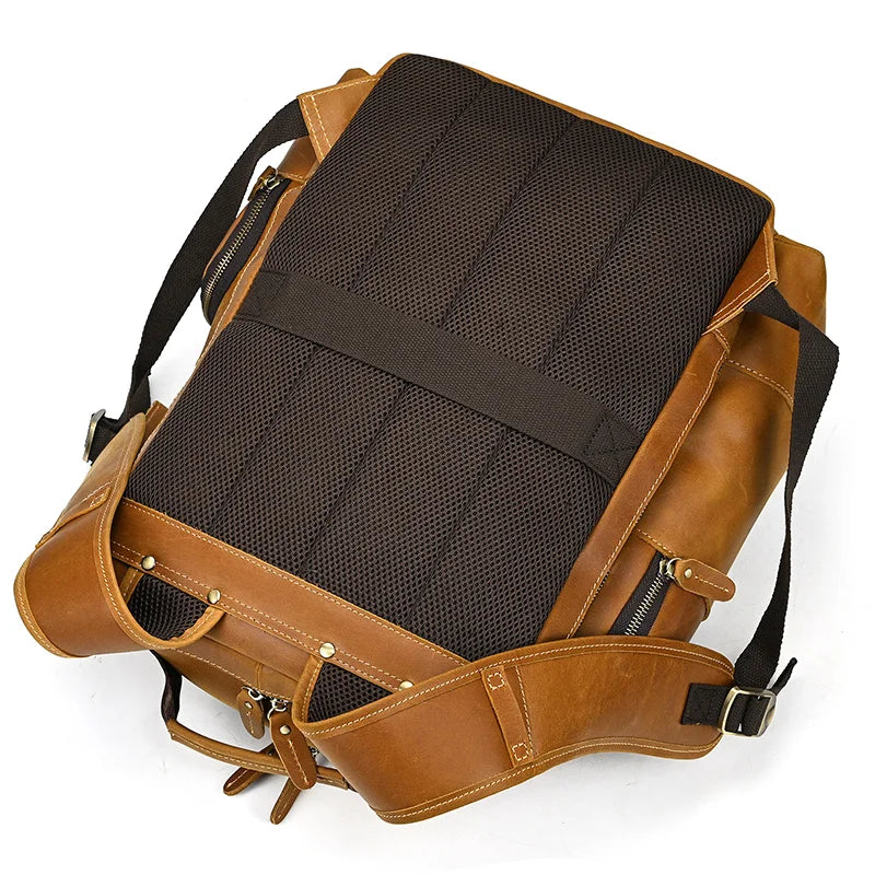 Newsbirds Men's Retro Leather Backpack – Luxury Travel & School Bag