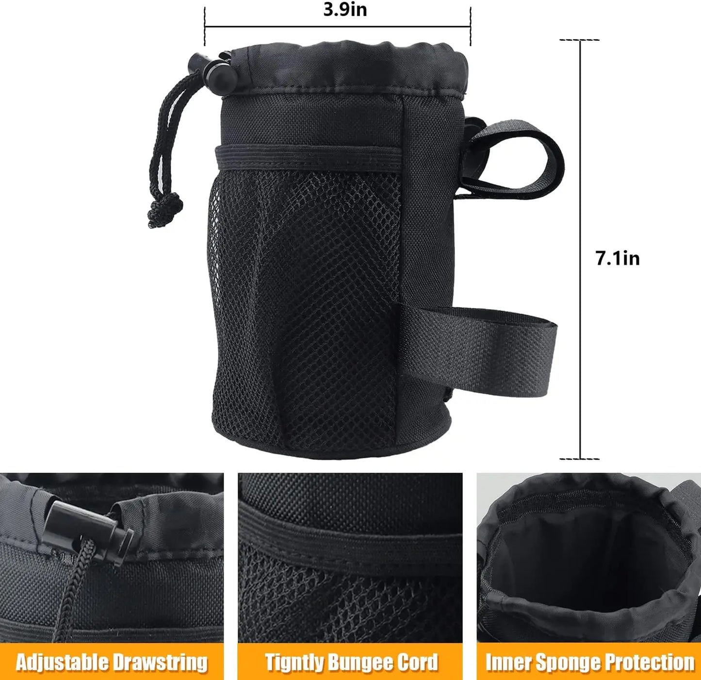 2-in-1 Bicycle Handlebar Phone Holder & Water Bottle Holder with Mesh Pocket