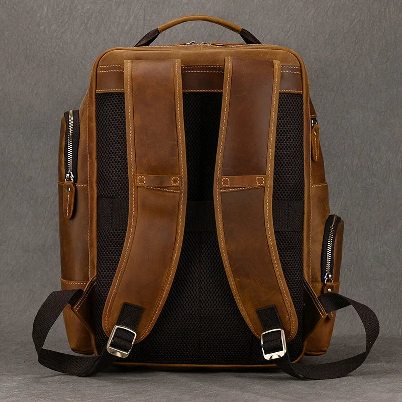 Newsbirds Men's Retro Leather Backpack – Luxury Travel & School Bag