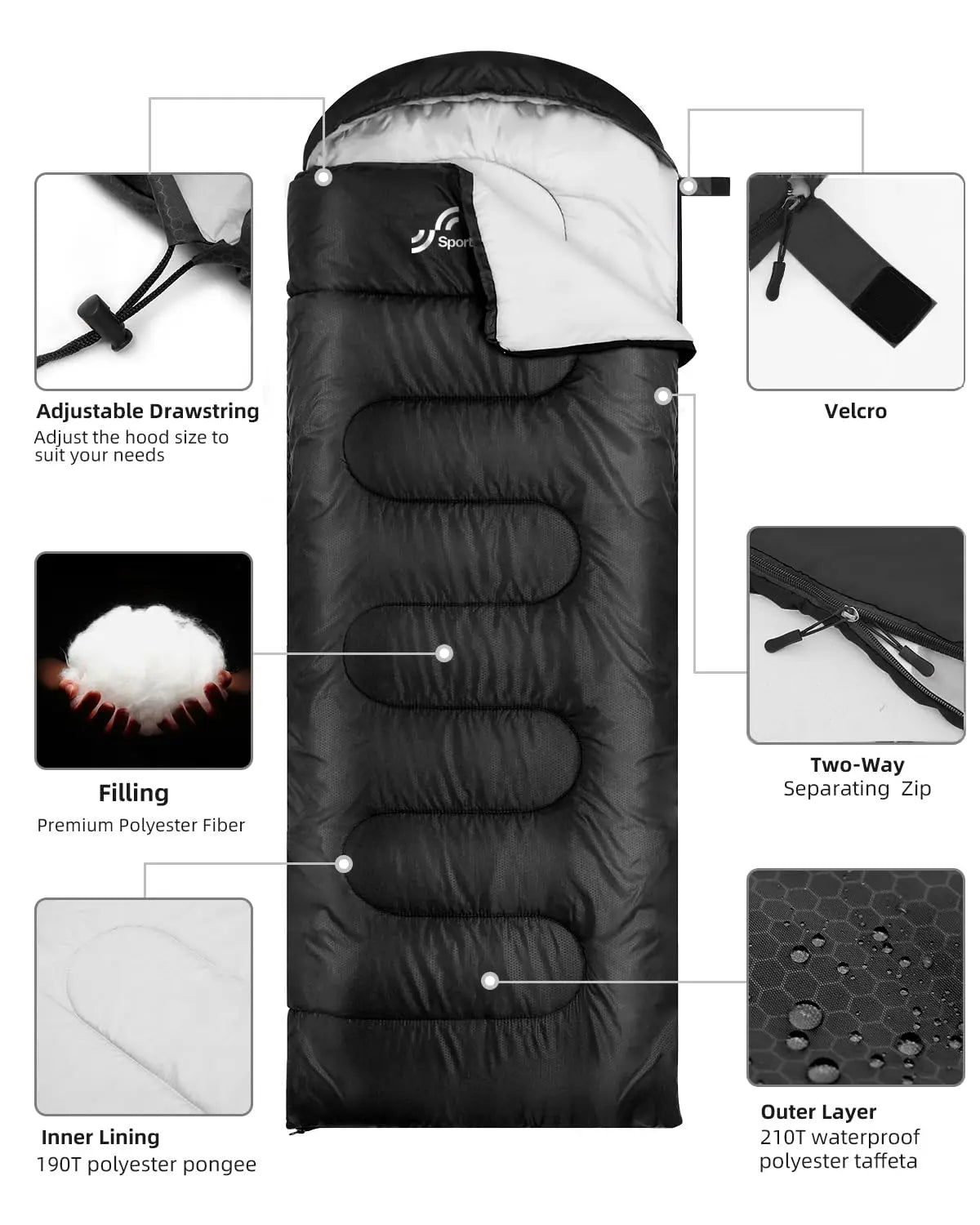 Sportneer 3-4 Season Lightweight Waterproof Sleeping Bag