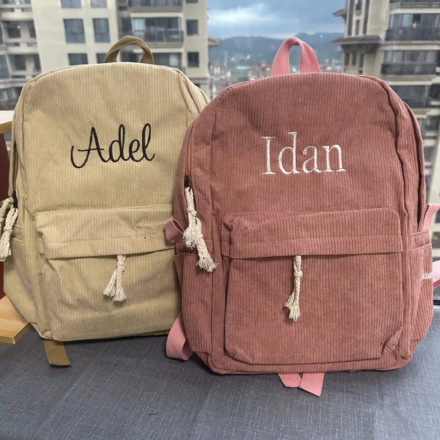Personalized Embroidered Corduroy Kids' Backpack