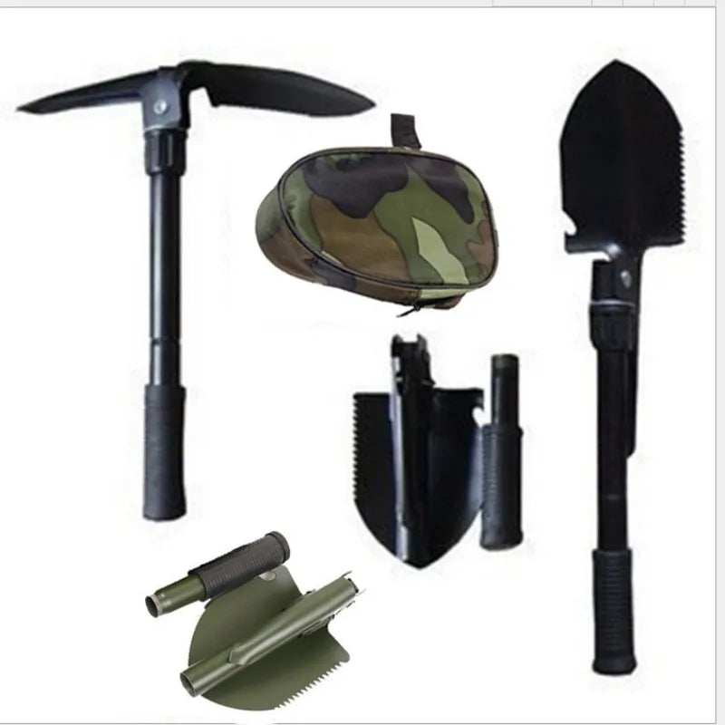Foldable Survival Shovel with Compass & Storage Bag