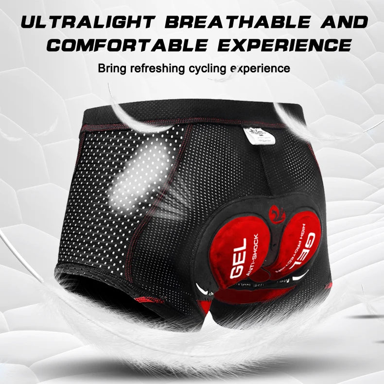 X-TIGER Men’s Cycling Underwear Shorts – 5D Gel Padded, Breathable & Non-Slip