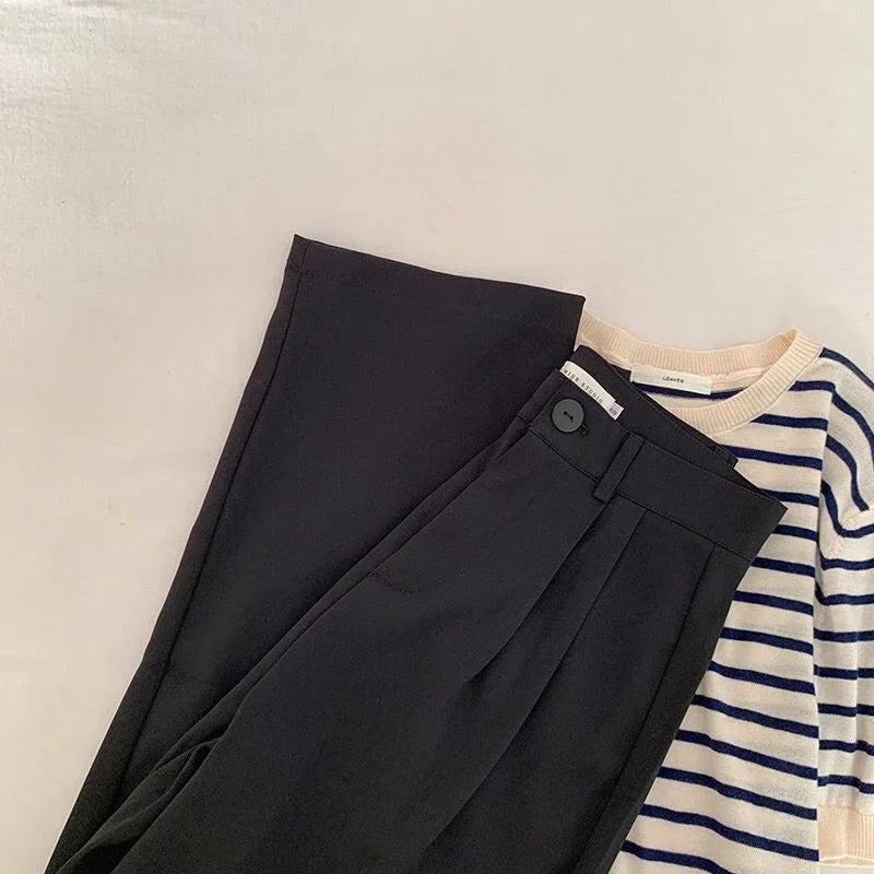 High Waist Women Suit Pants Fall Straight Office Ladies Korean Fashion Trousers