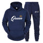 Couple Sportswear KING QUEEN Printed Hooded Set