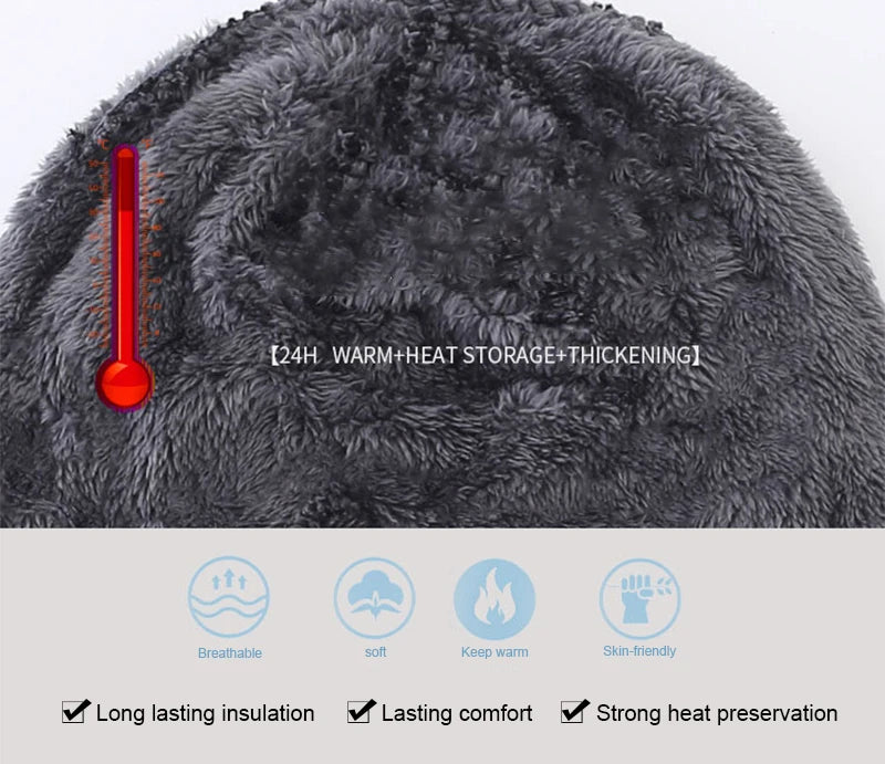 Mens Beanie Hat 2pcs Ski Cap and Scarf Winter Warm Woolly Hats