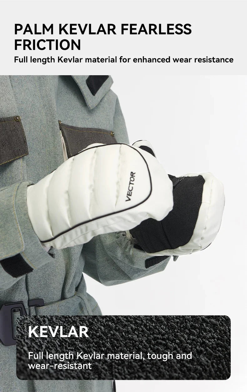 VECTOR Half-Detachable Inner Five-Finger Ski Gloves
