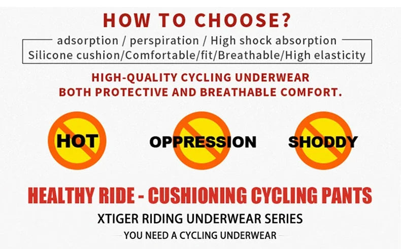 X-TIGER Men’s Cycling Underwear Shorts – 5D Gel Padded, Breathable & Non-Slip