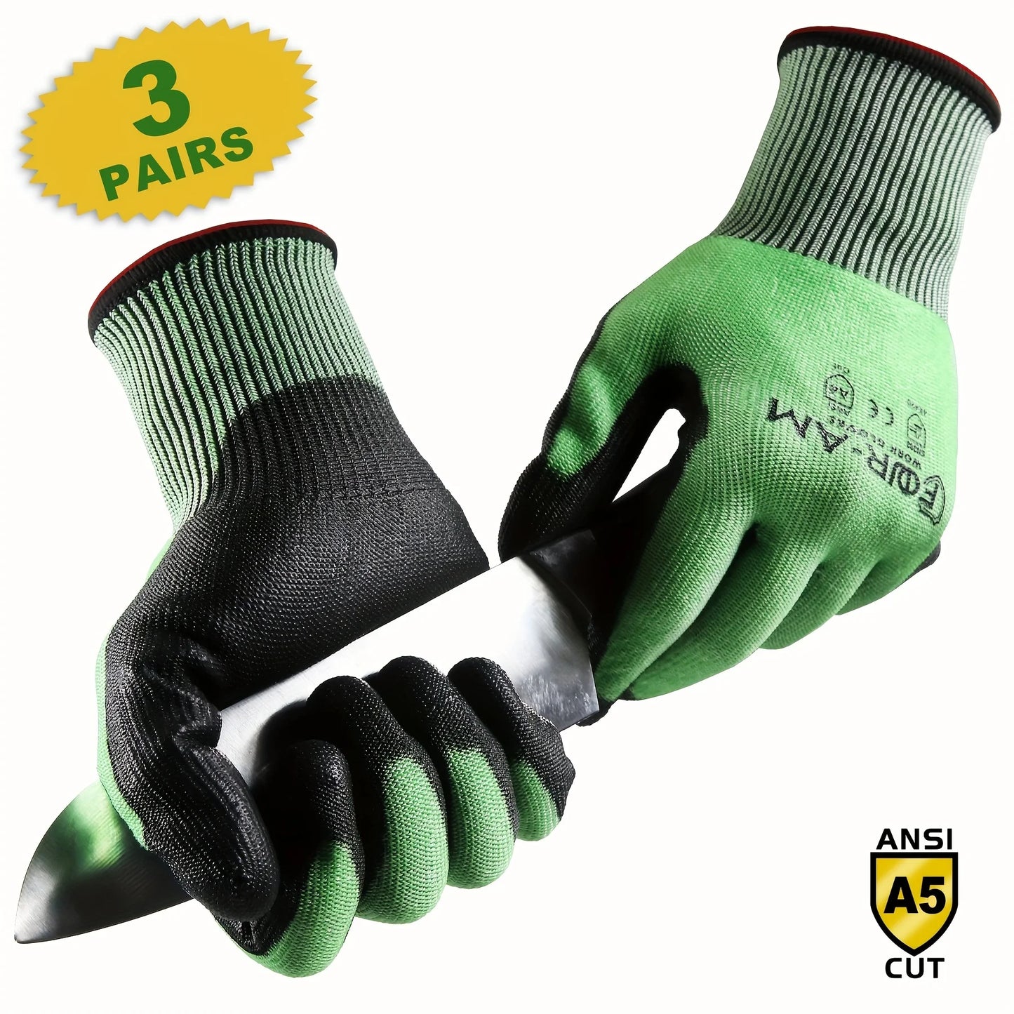 1/3 Pair Level 5 Cut-Resistant Gloves: