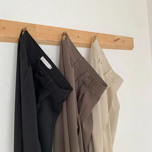 High Waist Women Suit Pants Fall Straight Office Ladies Korean Fashion Trousers