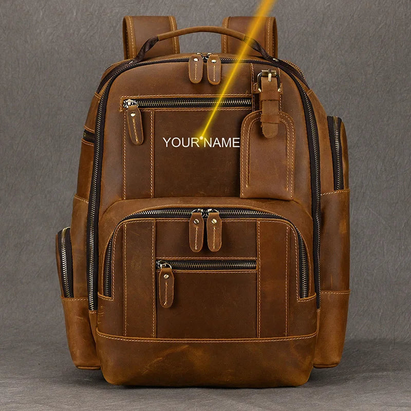 Newsbirds Men's Retro Leather Backpack – Luxury Travel & School Bag