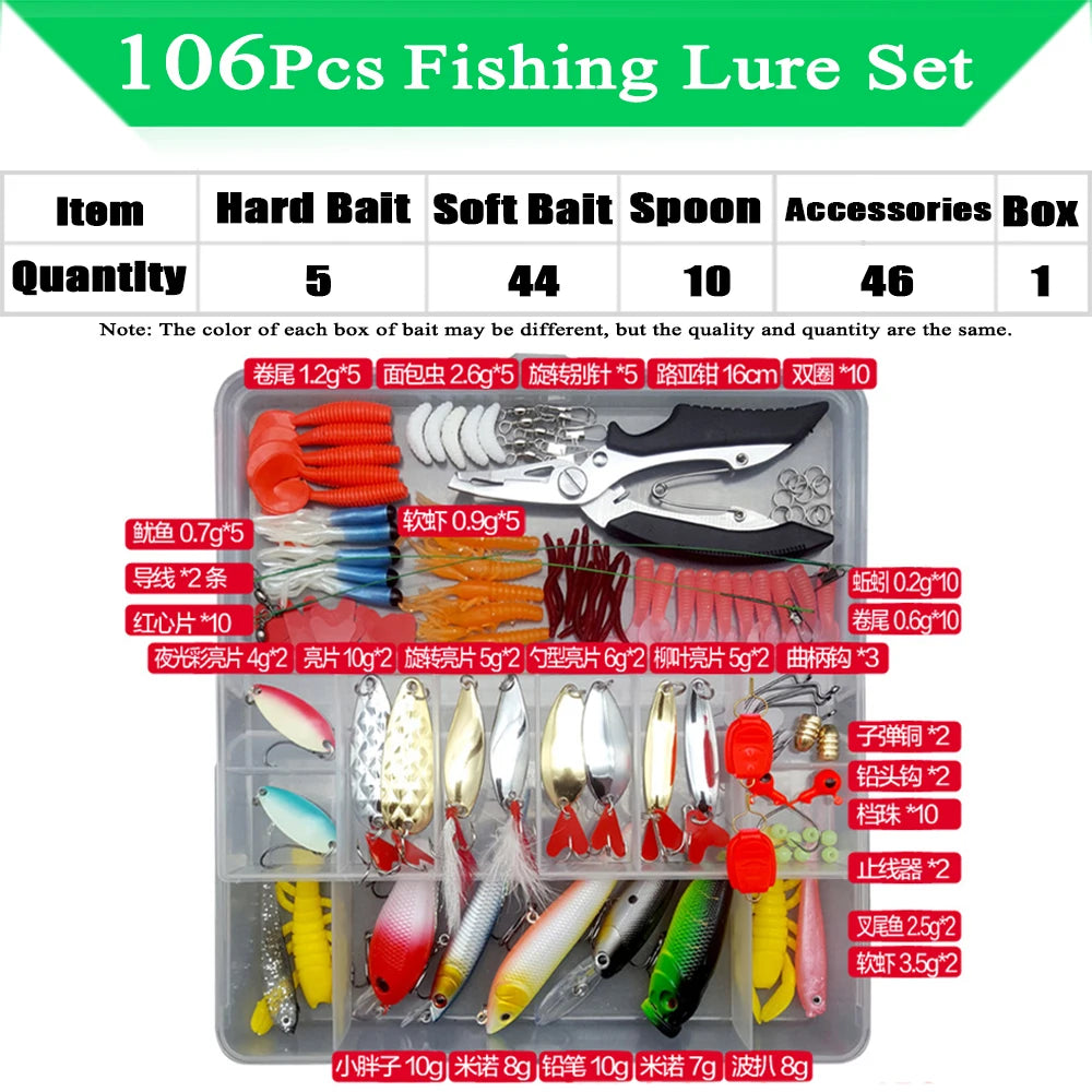 Fishing Lure Kit Soft & Hard Bait Set